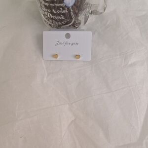 Gold Heart Stud Earrings